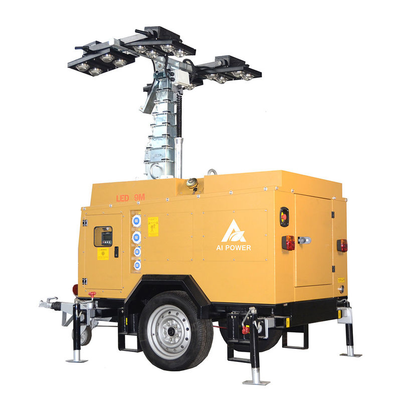 4x350W 9m Diesel Portable Light Tower 2KW Honda Generator Crane Light